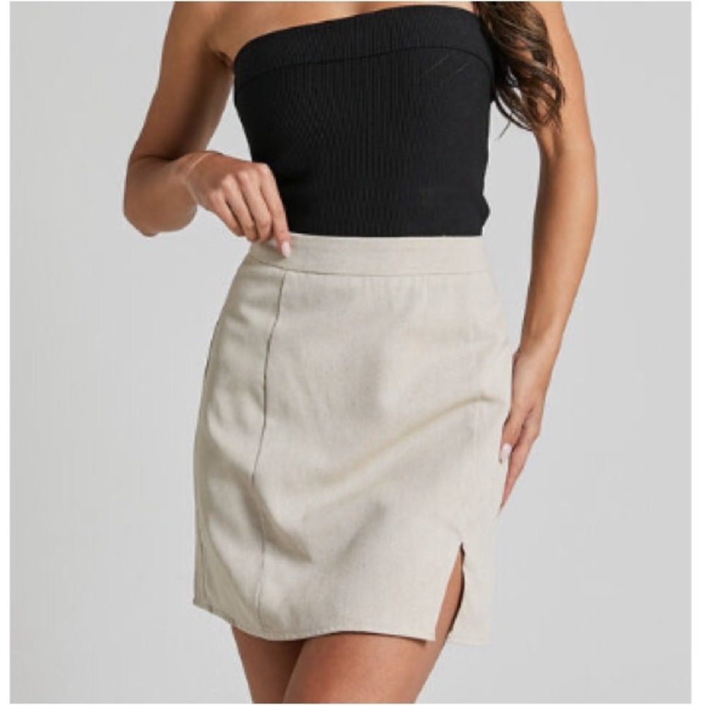 Showpo- Tan linen mini skirt! NWOT